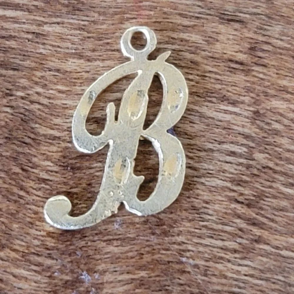 Cursive Capital Letter B 14k yellow gold mini pendant fine jewelry mother annive
